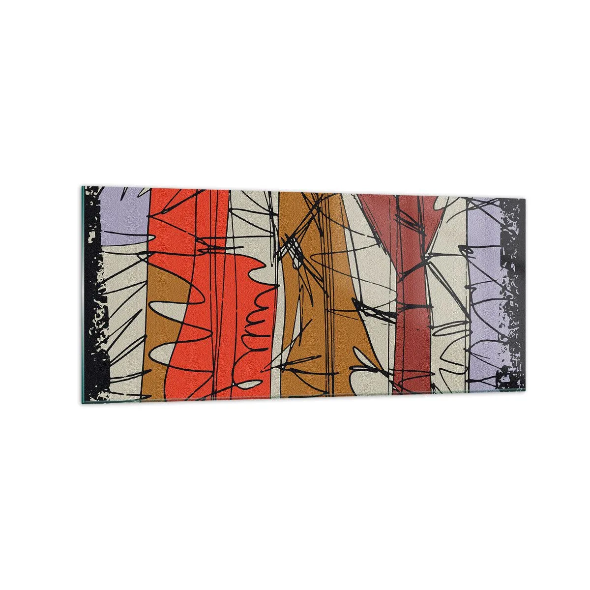 Glastavla - Bild på glas - Spontan komposition - 120x50 cm