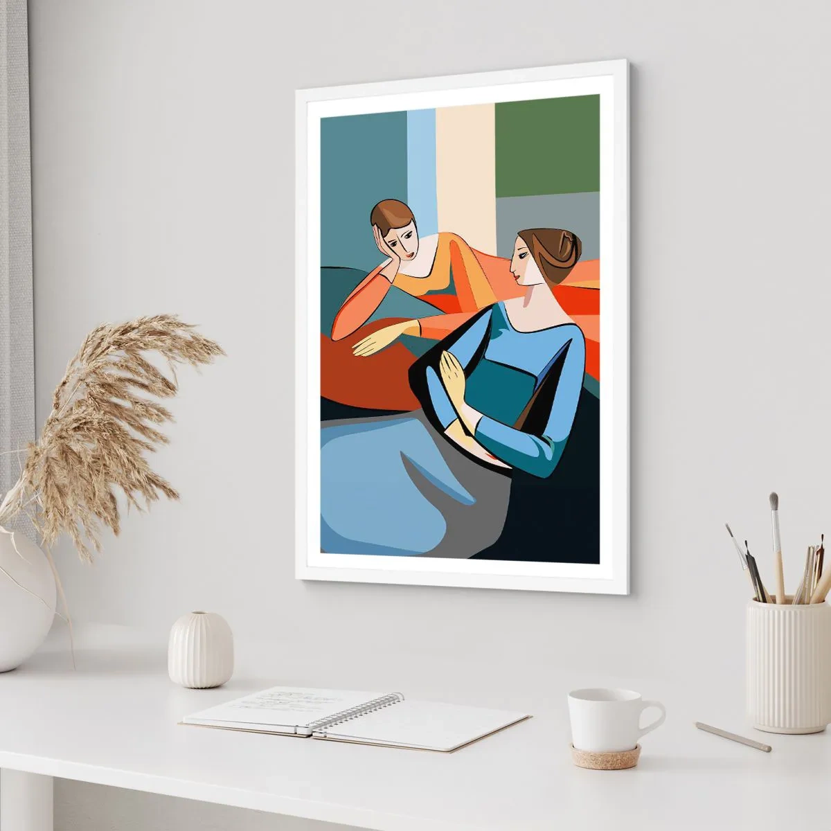 Affisch i vit ram - Ett ögonblick av förtrolighet - 40x50 cm