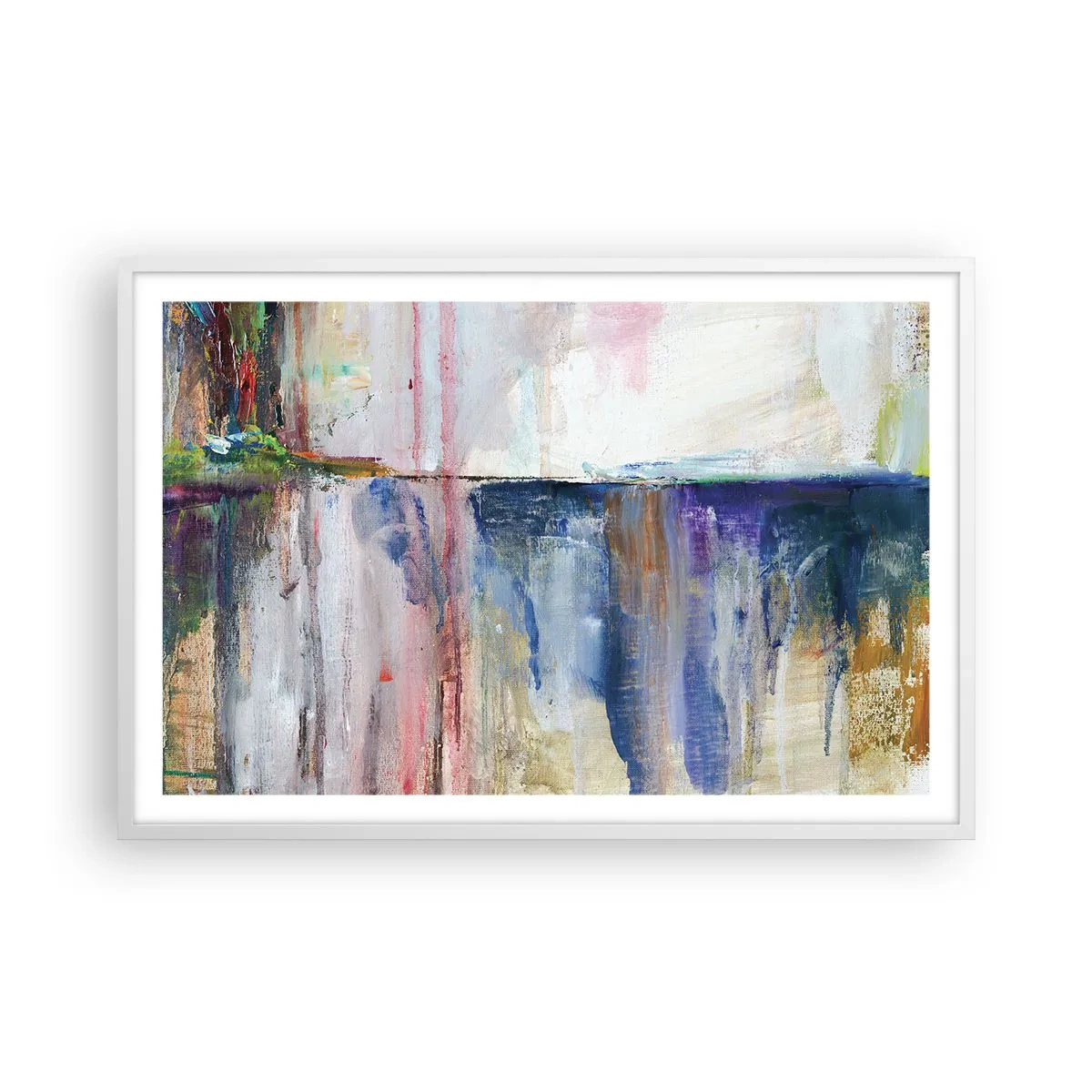 Affisch i vit ram - Färgrika intryck och associationer - 91x61 cm