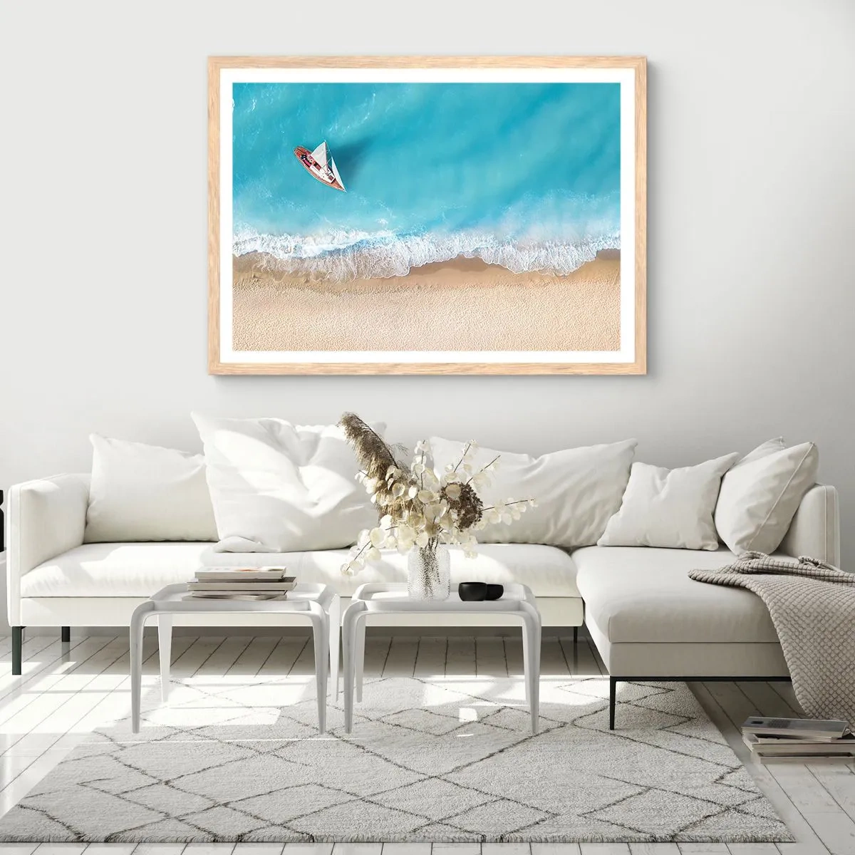 Affisch i ram av ljusek - På gränsen mellan blå och guld - 100x70 cm