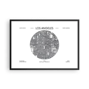 Affisch i svart ram - Los Angeles anatomi - 70x50 cm