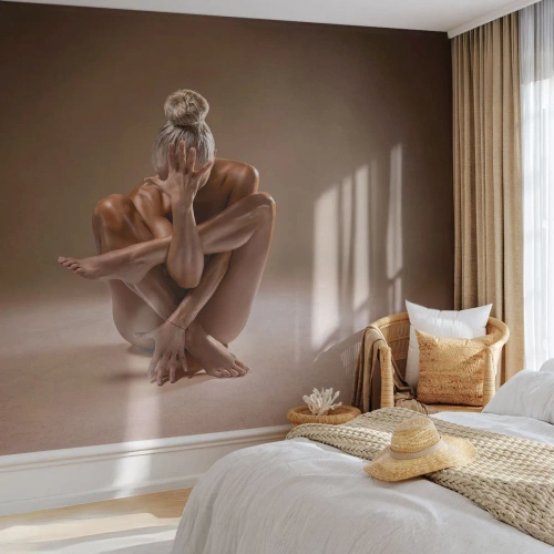 Fototapet Premium Sand - Kroppens och själens enighet - Kropp, Kvinna, Modell - 100x70 cm