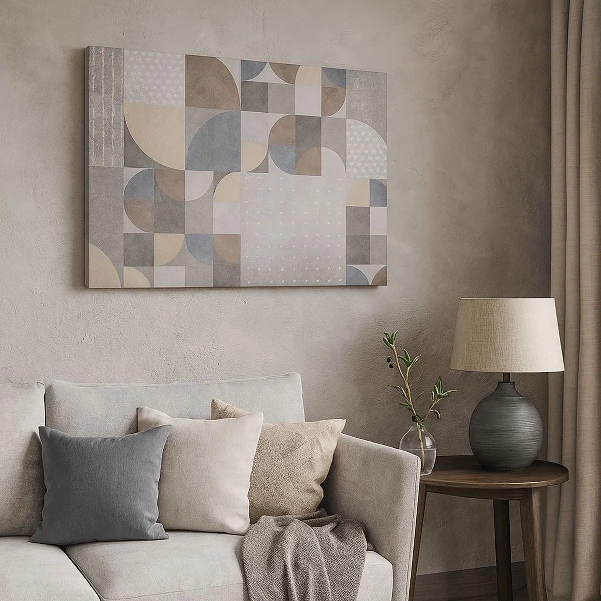 Canvastavla - Bild på duk - Geometriskt mönster i pastellfärger - 70x50cm - Keramisk fantasi - Modern väggdekoration för vardagsrum och sovrum ARTTOR