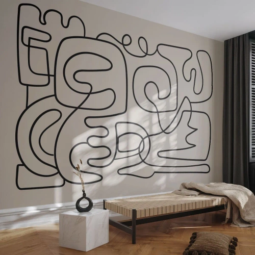 Fototapet Premium Canvas - Följ spåret - Abstraktion, Bit, Linjekonst - 350x256 cm