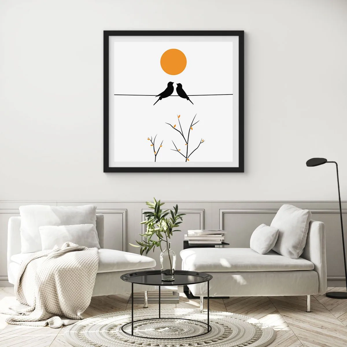 Affisch i svart ram - Näktergalens kväll - 60x60 cm