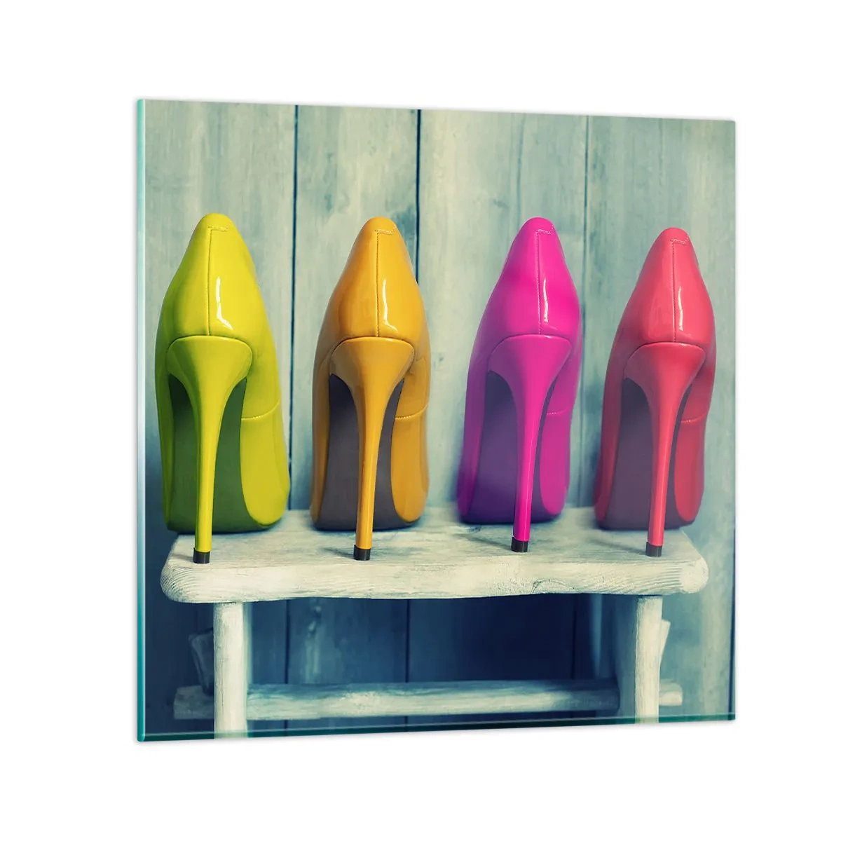 Glastavla - Bild på glas - En promenad på regnbågen - 60x60 cm