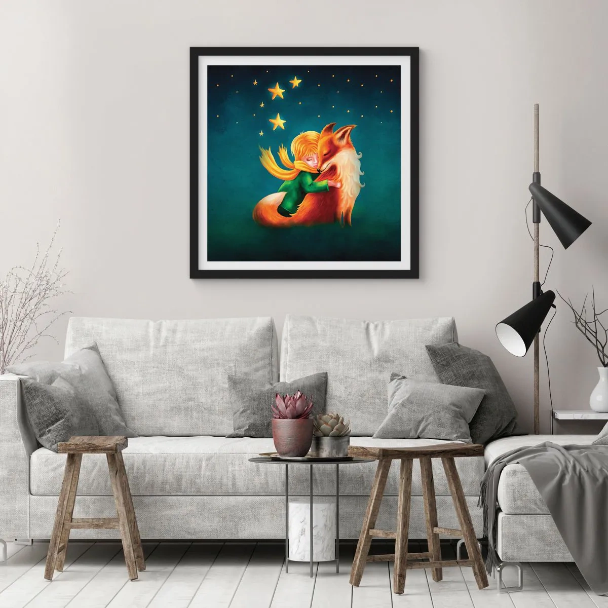 Affisch i svart ram - Lilla prinsen - 40x40 cm