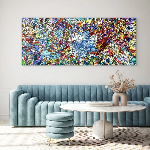 Glastavla - Bild på glas - Glasmålning - droppar - 140x50 cm