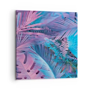 Canvastavla - Bild på duk - Tropiken i rosa och blått - 60x60 cm