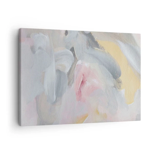 Canvastavla - Bild på duk - Abstrakta pastellfärger i nyanser av rosa och grått. - 70x50cm - I en pastellfärgad värld - Modern väggdekoration för vardagsrum och sovrum ARTTOR