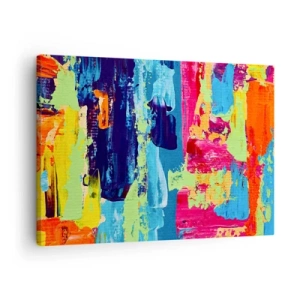 Canvastavla - Bild på duk - Abstrakt färgkomposition i dynamisk form - 70x50cm - Livet är skönt! - Modern väggdekoration för vardagsrum och sovrum ARTTOR