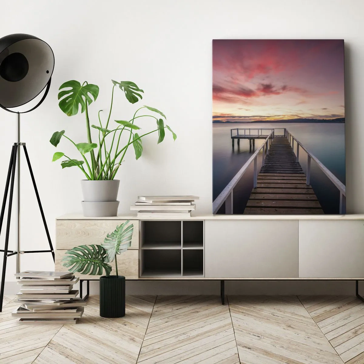 Canvastavla - Bild på duk - Kvällens milda låga - 55x100 cm