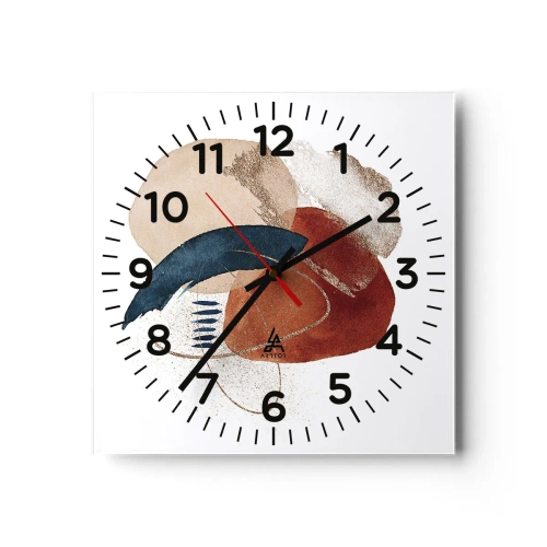 Väggklocka - Klocka på glas - Oval komposition - 30x30 cm