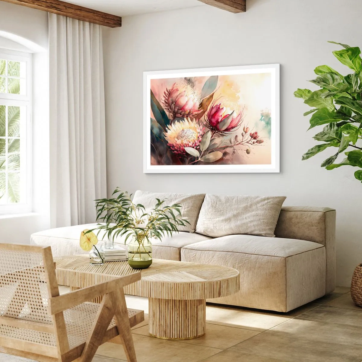 Affisch i vit ram - Från profil och en face - 100x70 cm