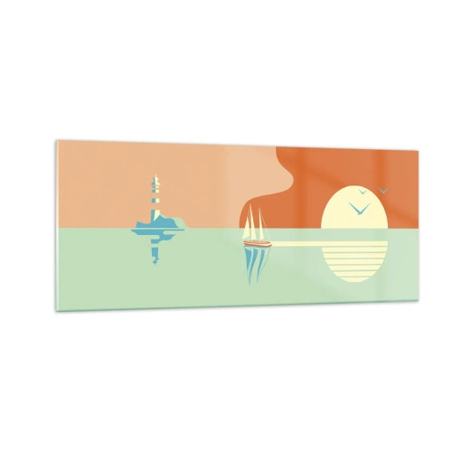 Glastavla - Bild på glas - Perfekt havslandskap - 100x40 cm