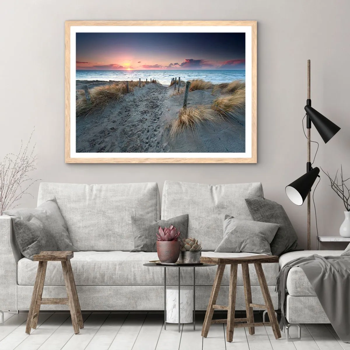 Affisch i ram av ljusek - Utspilld skenregnbåge... - 100x70 cm