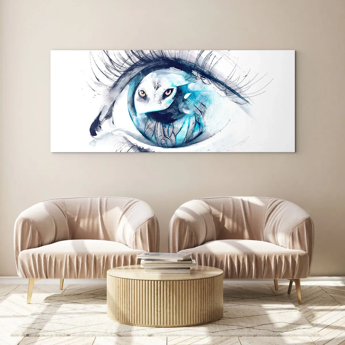 Glastavla - Bild på glas - Öga mot öga med det vilda - 100x40 cm