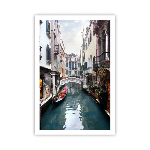 Affisch - Venedig-landskap med gondol och bro - 61x91 cm