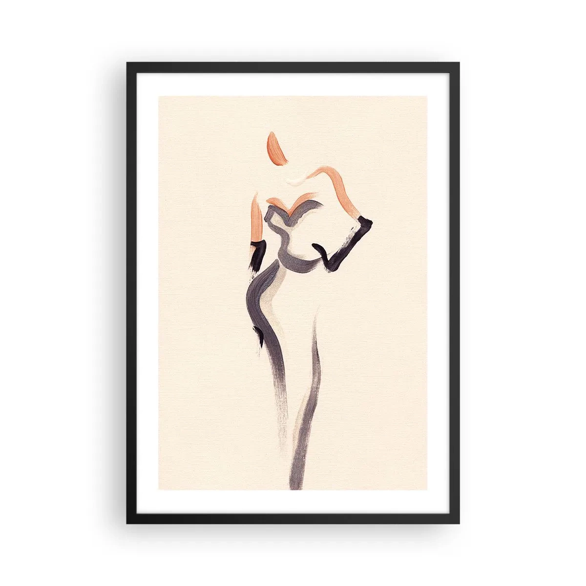 Affisch i svart ram - Minimalistisk kvinnlig silhuett - 50x70cm - Från Hollywoods gyllene år - Modern väggdekoration för vardagsrum och sovrum ARTTOR