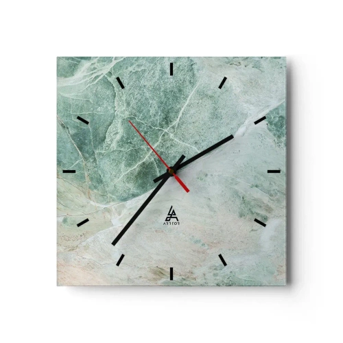 Väggklocka - Klocka på glas - Stenens ädla svalka - 30x30 cm