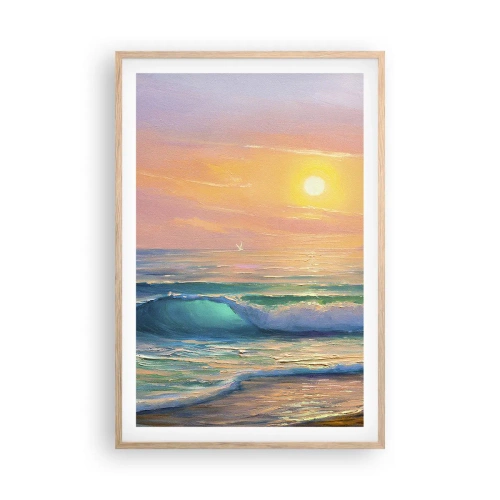 Affisch i ram av ljusek - Vågvisa i turkos - 61x91 cm