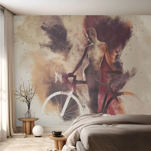 Självhäftande Fototapet Deluxe Sticker - Cyklelsjäl i marmorform - Abstraktion, Kvinna, Cykel - 350x256 cm