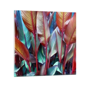 Glastavla - Bild på glas - En färgglad tätskog - 60x60 cm