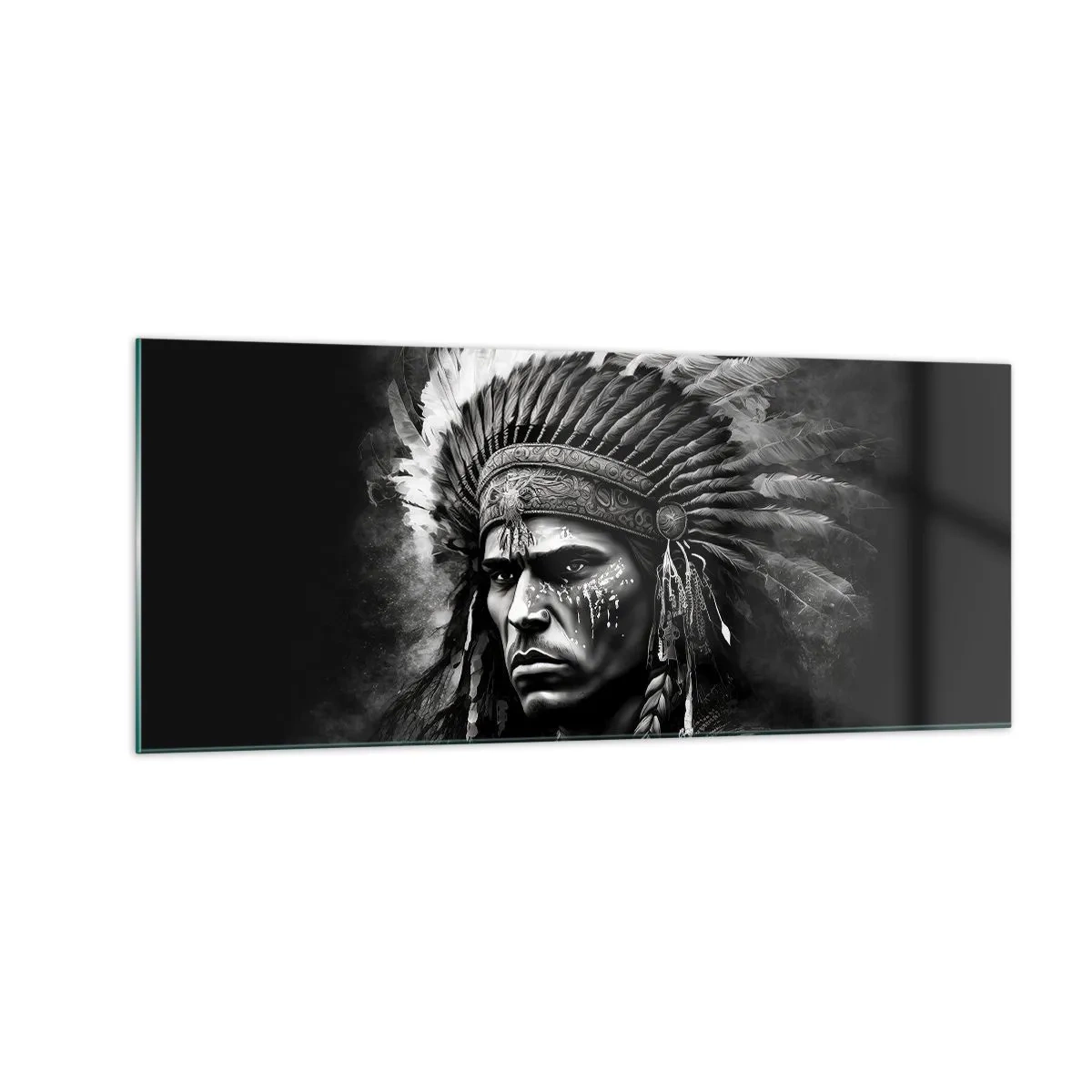 Glastavla - Bild på glas - Hövding och krigare - 100x40 cm