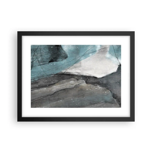 Affisch i svart ram - Abstraktion: stenar och is - 40x30 cm