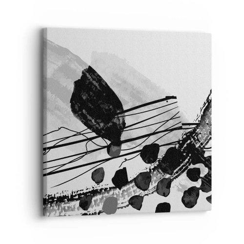 Canvastavla - Bild på duk - Svartvit organisk abstraktion - 30x30 cm