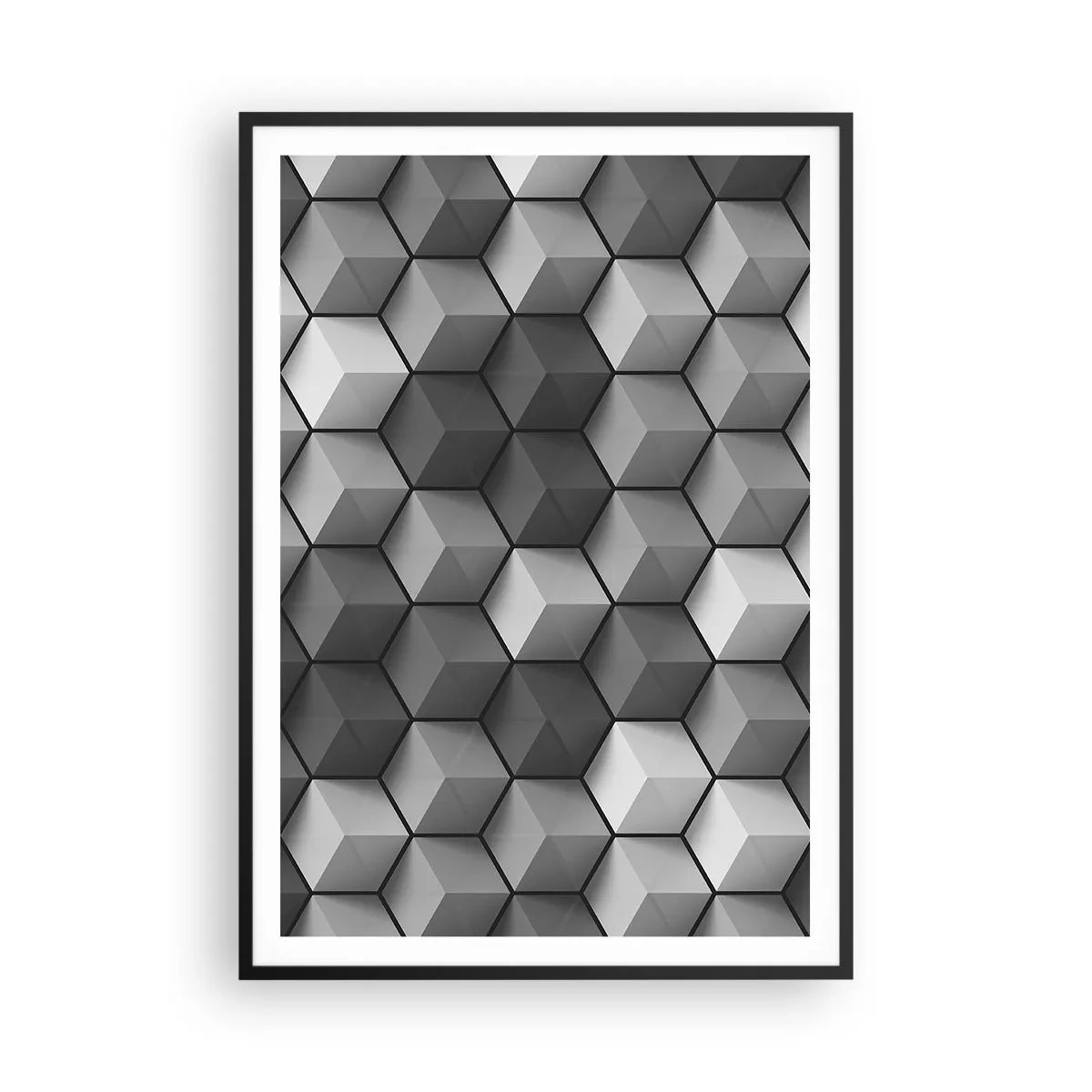 Affisch i svart ram - Kubistiskt pussel - 70x100 cm