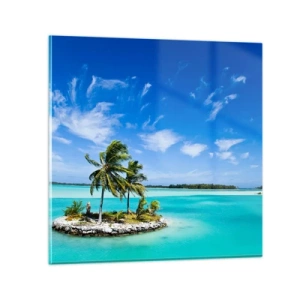 Glastavla - Bild på glas - Paradis på jorden - 60x60 cm