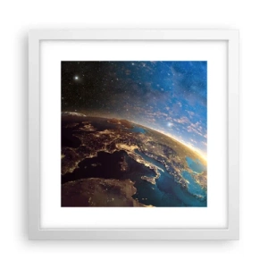 Affisch i vit ram - Låt oss titta på varandra på avstånd - 30x30 cm