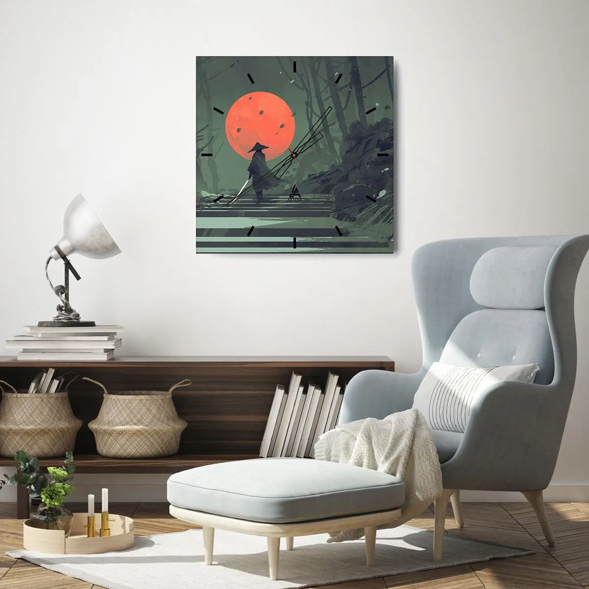 Väggklocka - Klocka på glas - Röda månens kämpe - 40x40 cm