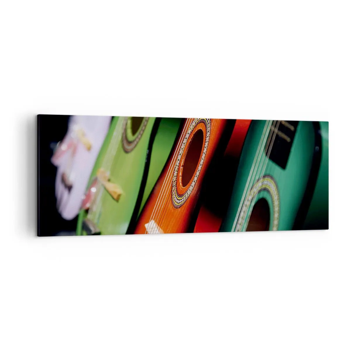 Canvastavla - Bild på duk - Gitarren har flera färger - 140x50 cm