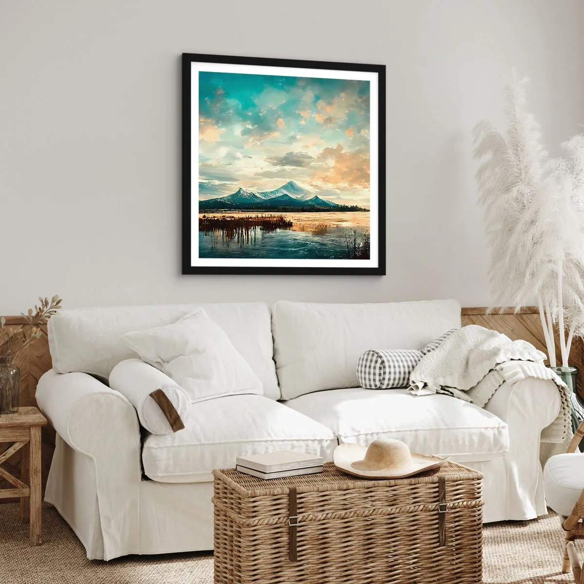 Affisch i svart ram - Under himlens skydd - 50x50 cm