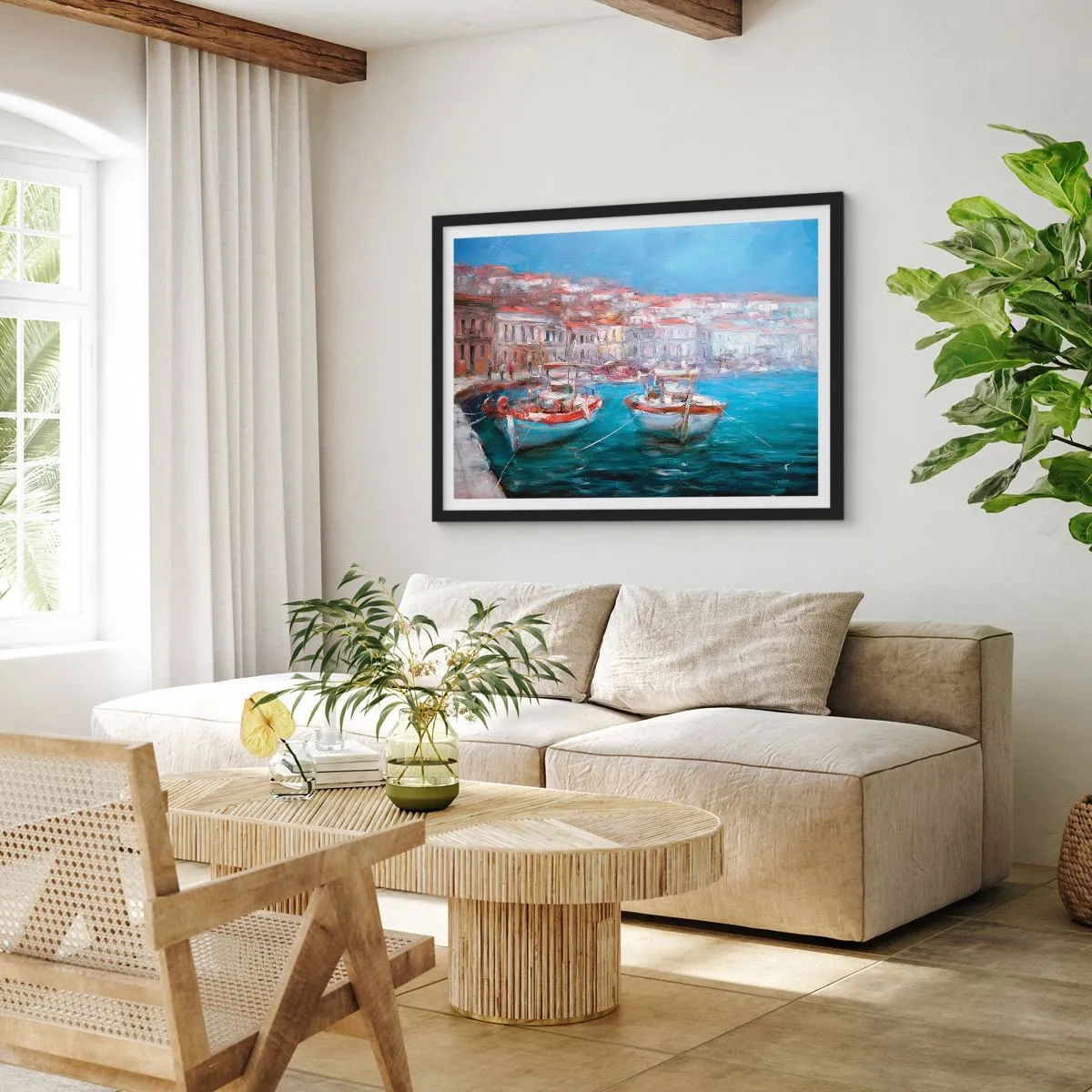 Affisch i svart ram - Italiensk vik - 50x40 cm