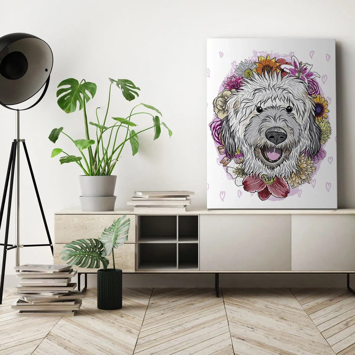 Canvastavla - Bild på duk - Valpglädje - 45x80 cm