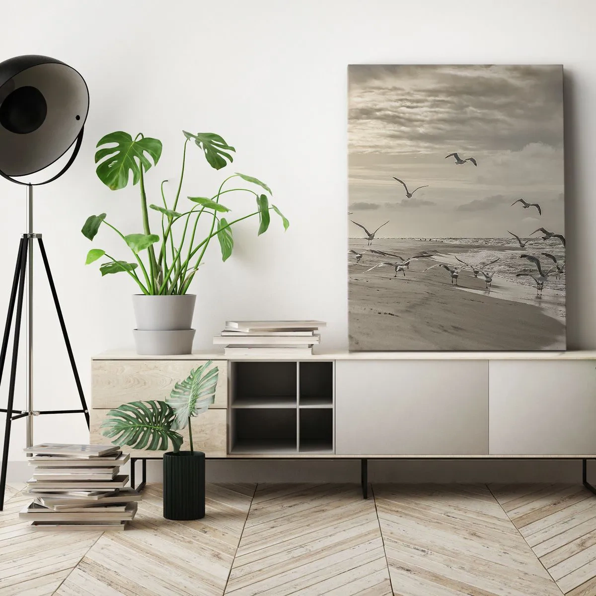 Canvastavla - Bild på duk - Havets brus, fågelsång - 50x70 cm