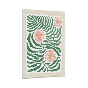 Glastavla - Bild på glas - Blommande i grönt - 80x120 cm
