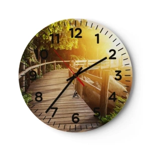 Väggklocka - Klocka på glas - Nästa kurva, nästa underverk - 40x40 cm