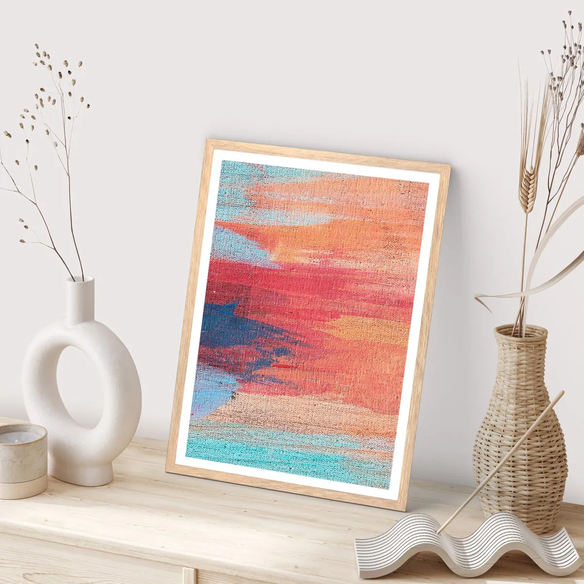 Affisch i ram av ljusek - Rinnande regnbåge - 70x100 cm