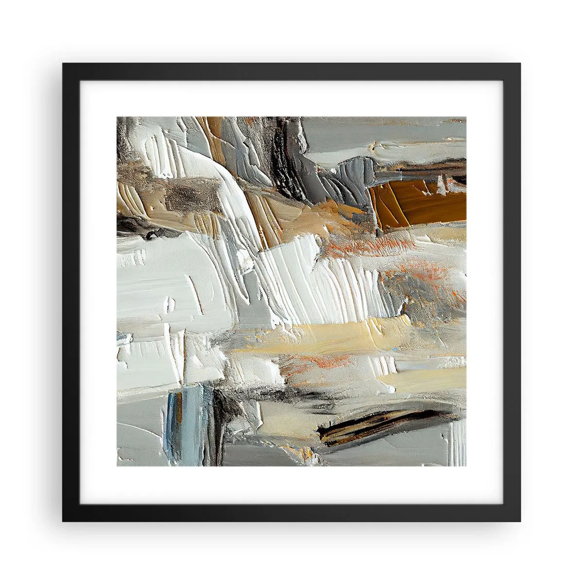 Affisch i svart ram - Färgstarka lager på lager - 40x40 cm