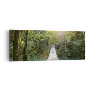 Canvastavla - Bild på duk - Vid azurblått vatten till azurblå skog - 140x50 cm