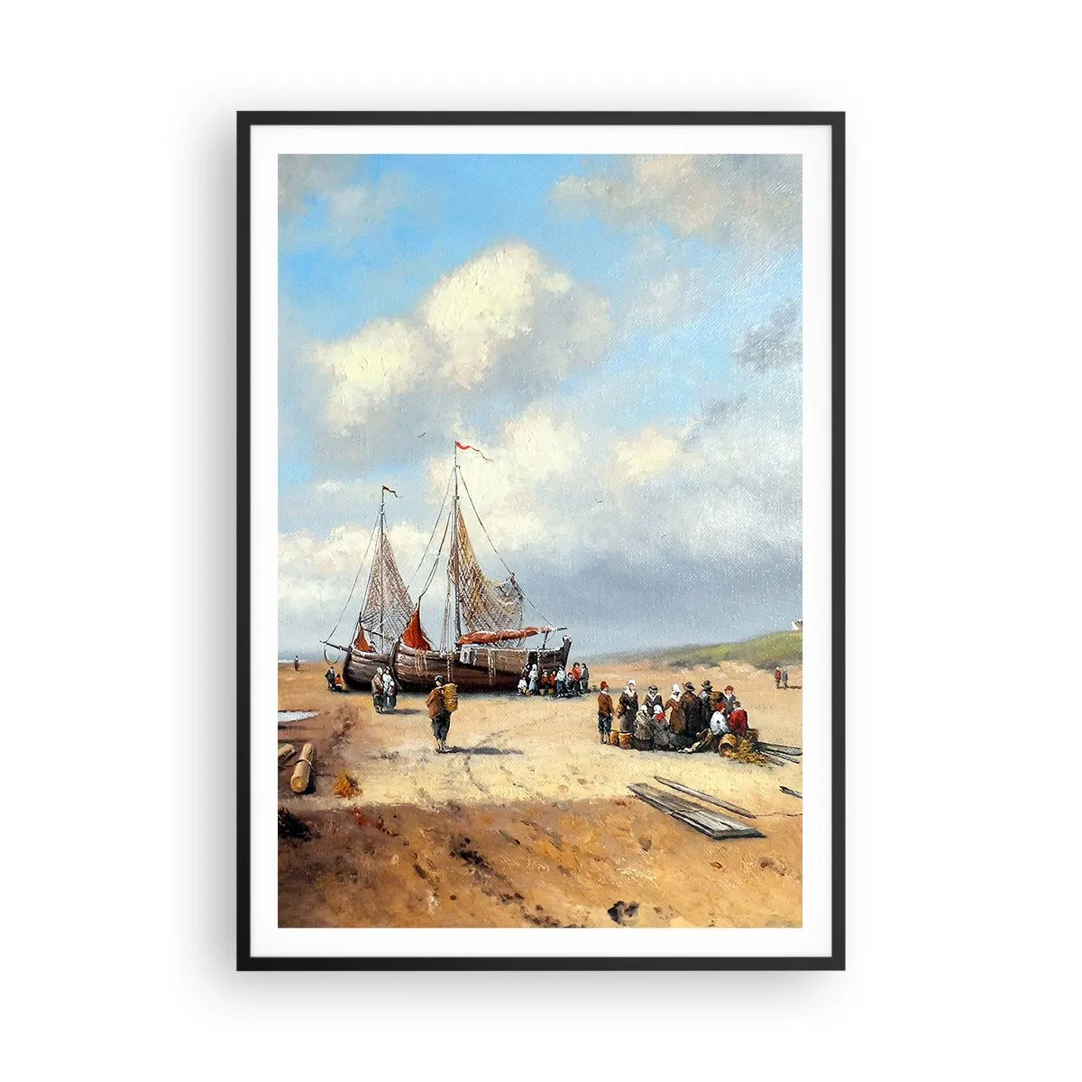 Affisch i svart ram - Efter en lyckad fångst - 70x100 cm