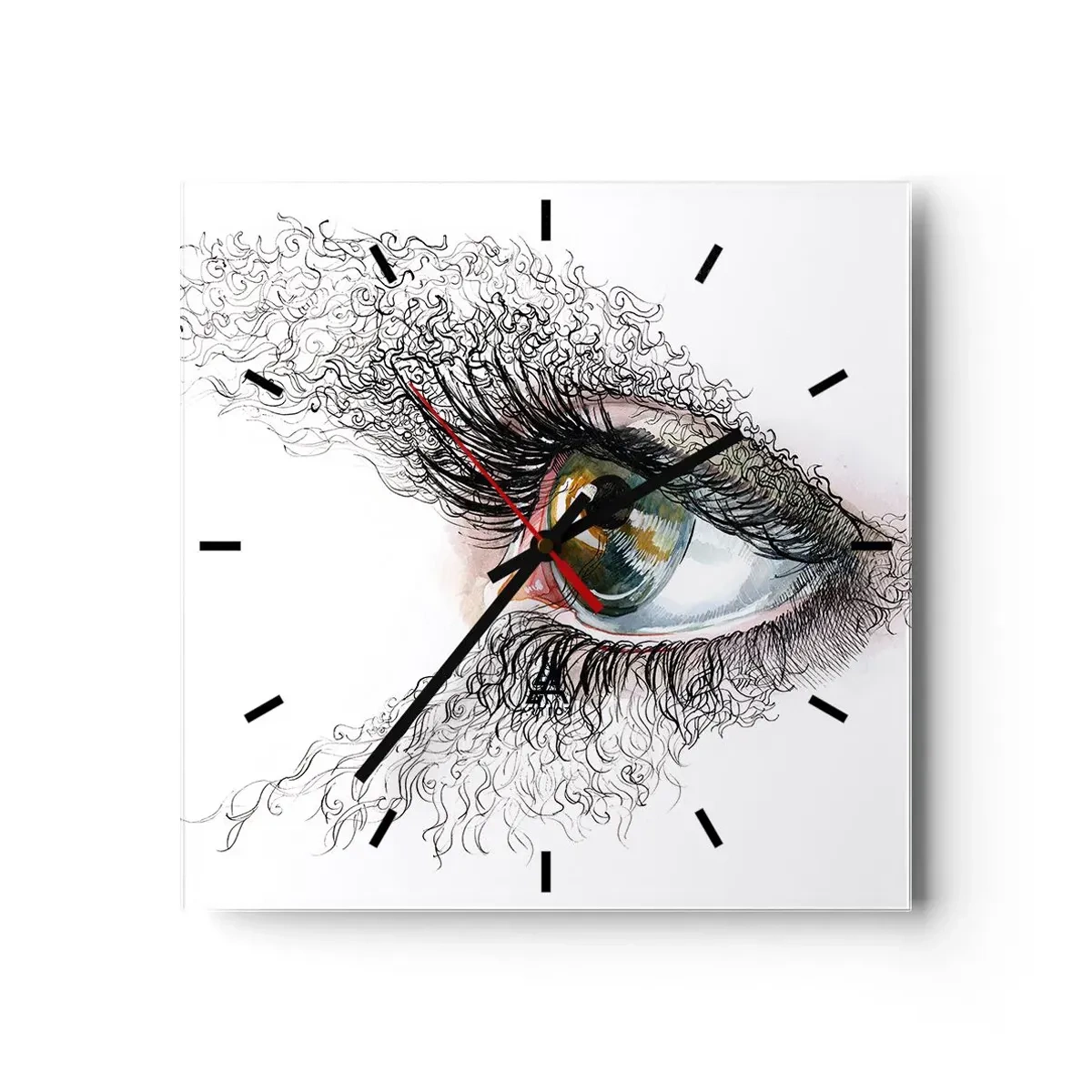 Väggklocka - Klocka på glas - Titta rakt in i själen - 30x30 cm