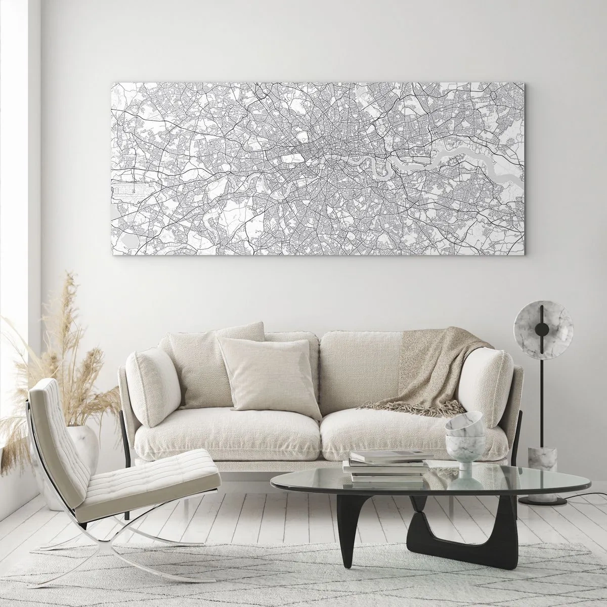 Glastavla - Bild på glas - Karta över London-labyrinten - 140x50 cm