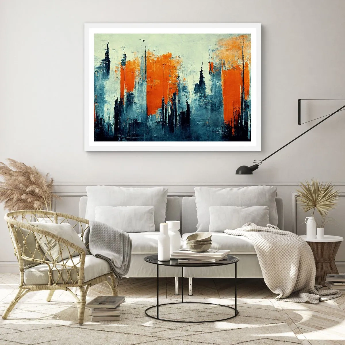 Affisch i vit ram - Modernt landskap - 40x30 cm