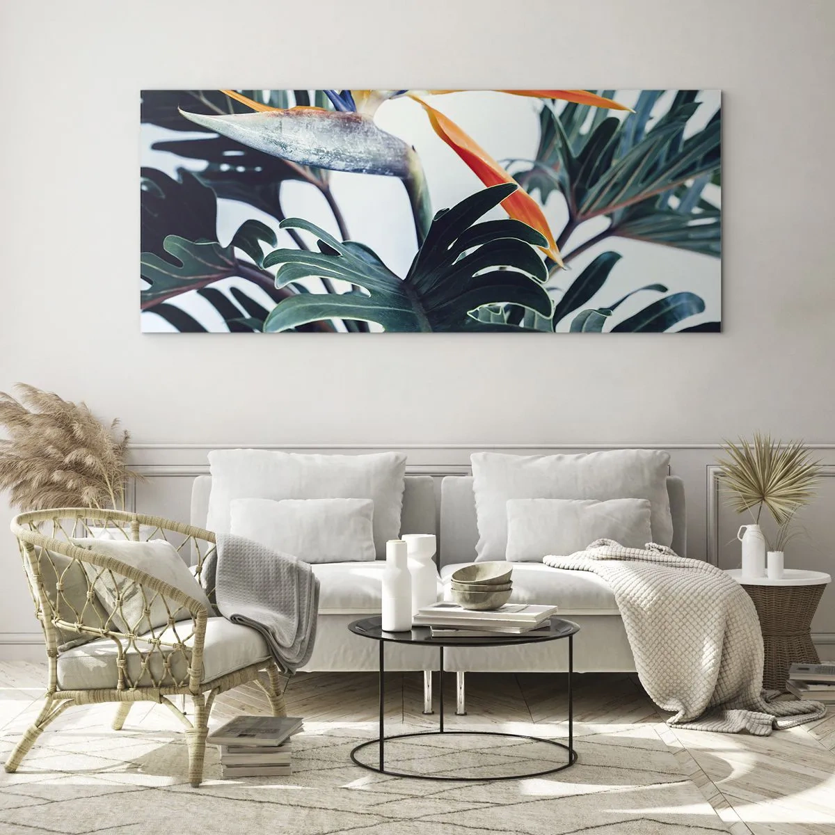 Glastavla - Bild på glas - Fågelbuske - 100x40 cm