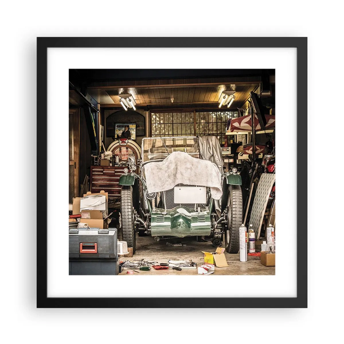 Affisch i svart ram - Tillbaka till det förflutna - 40x40 cm